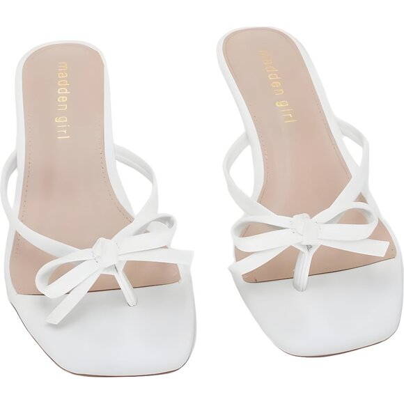 Madden Girl Charlotte Bow Kitten Heel Dress Sandals White US 6 - Picture 1 of 6